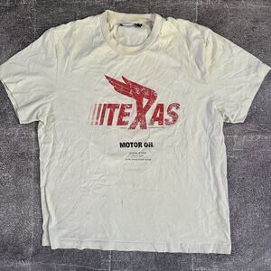 Men's Jaded London Cotton Washed Texas Motor Oil White Graphic T Shirt Tee Sz M